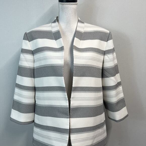 Preston & York Blazer Jacket Plus size 18 Black White Textured Striped Career - Picture 2 of 9